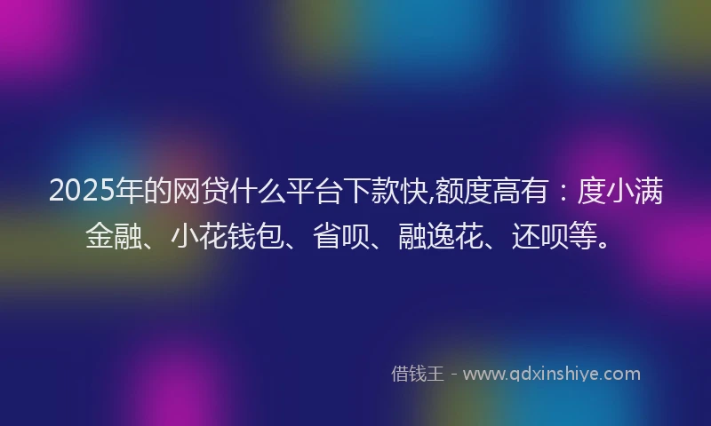 2025年的网贷什么平台下款快,额度高有：度小满金融、小花钱包、省呗、融逸花、还呗等。