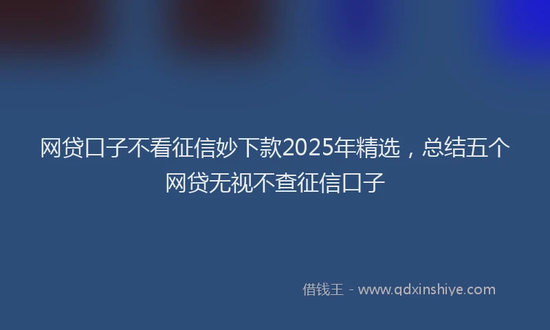 网贷口子不看征信妙下款2025年精选，总结五个网贷无视不查征信口子