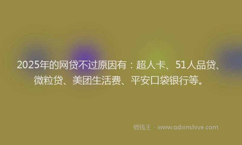 2025年的网贷不过原因有：超人卡、51人品贷、微粒贷、美团生活费、平安口袋银行等。