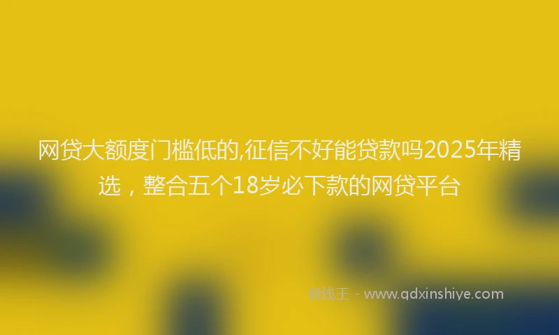 网贷大额度门槛低的,征信不好能贷款吗2025年精选，整合五个18岁必下款的网贷平台