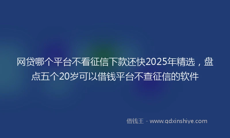网贷哪个平台不看征信下款还快2025年精选，盘点五个20岁可以借钱平台不查征信的软件