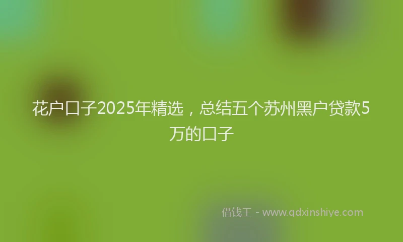 花户口子2025年精选，总结五个苏州黑户贷款5万的口子