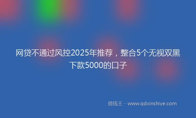 网贷不通过风控2025年推荐，整合5个无视双黑下款5000的口子