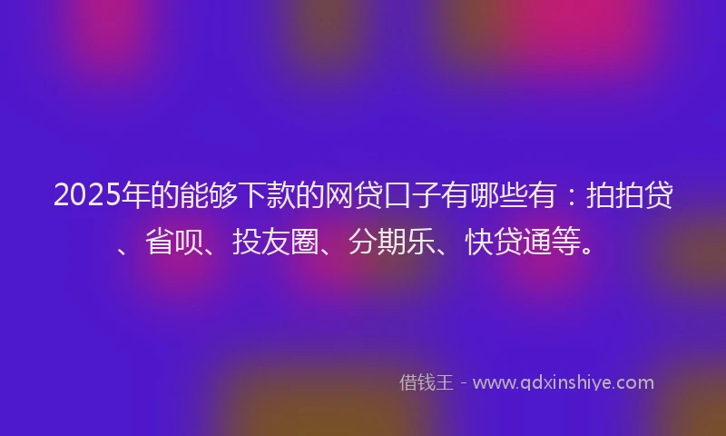 2025年的能够下款的网贷口子有哪些有：拍拍贷、省呗、投友圈、分期乐、快贷通等。