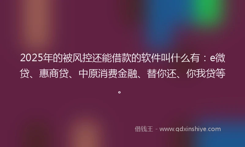 2025年的被风控还能借款的软件叫什么有：e微贷、惠商贷、中原消费金融、替你还、你我贷等。