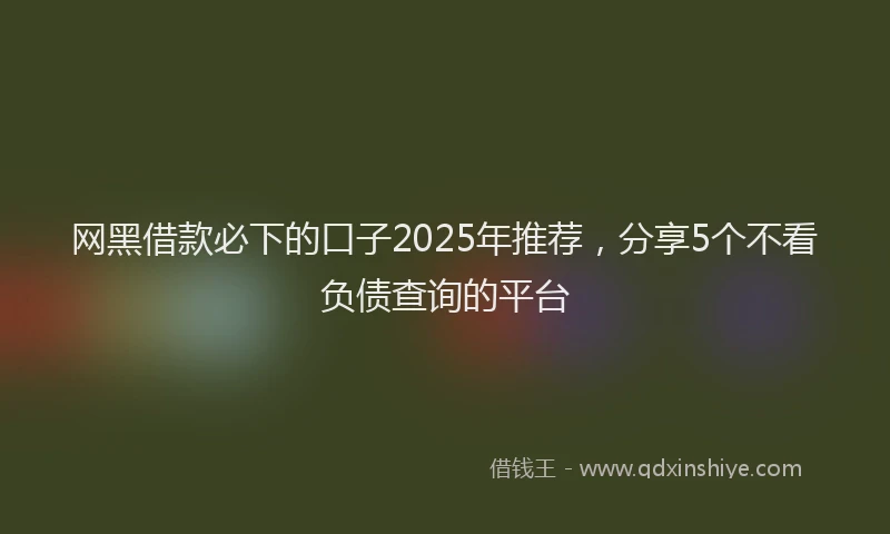 网黑借款必下的口子2025年推荐，分享5个不看负债查询的平台