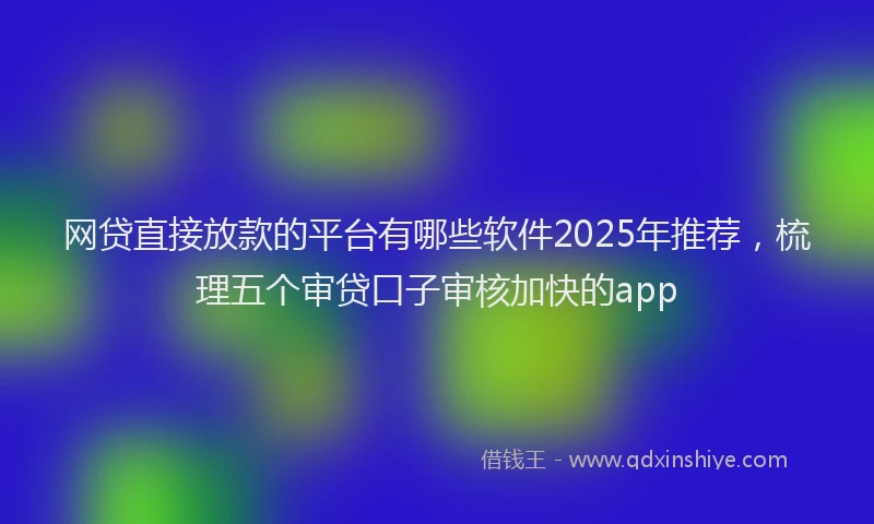 网贷直接放款的平台有哪些软件2025年推荐，梳理五个审贷口子审核加快的app