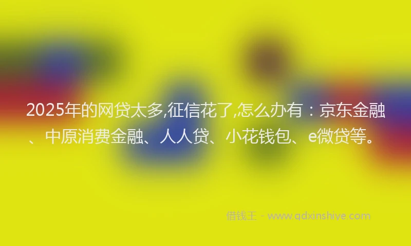 2025年的网贷太多,征信花了,怎么办有：京东金融、中原消费金融、人人贷、小花钱包、e微贷等。