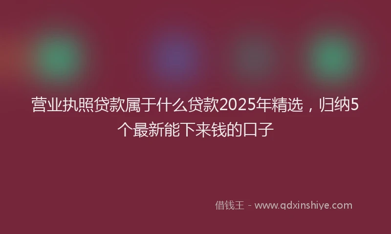 营业执照贷款属于什么贷款2025年精选，归纳5个最新能下来钱的口子