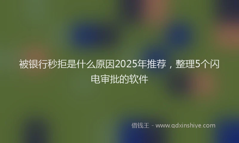 被银行秒拒是什么原因2025年推荐，整理5个闪电审批的软件