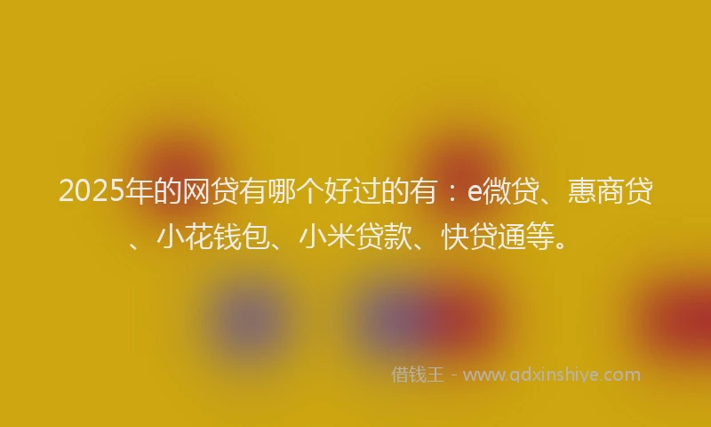 2025年的网贷有哪个好过的有：e微贷、惠商贷、小花钱包、小米贷款、快贷通等。