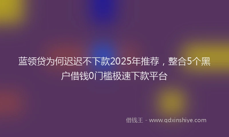 蓝领贷为何迟迟不下款2025年推荐，整合5个黑户借钱0门槛极速下款平台