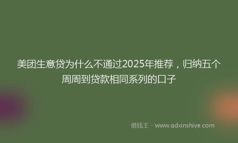 美团生意贷为什么不通过2025年推荐，归纳五个周周到贷款相同系列的口子