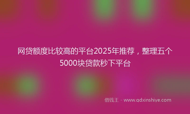 网贷额度比较高的平台2025年推荐，整理五个5000块贷款秒下平台