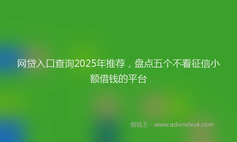网贷入口查询2025年推荐，盘点五个不看征信小额借钱的平台