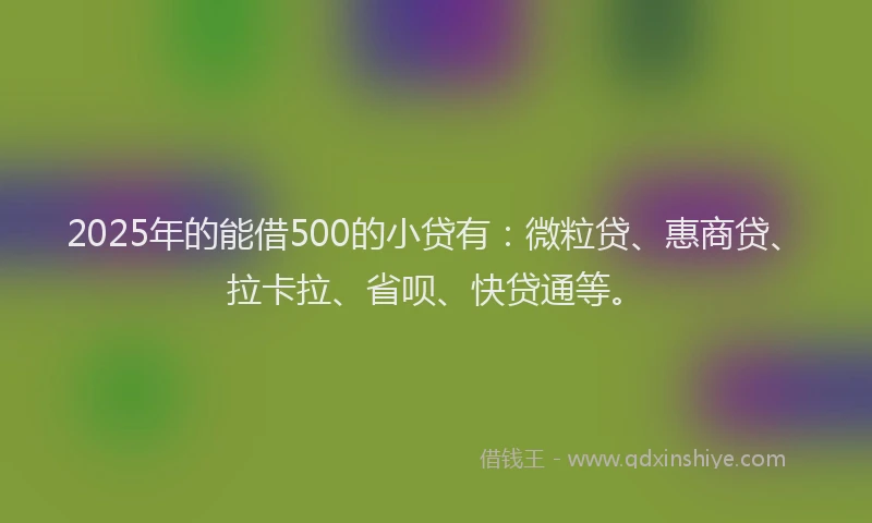 2025年的能借500的小贷有：微粒贷、惠商贷、拉卡拉、省呗、快贷通等。