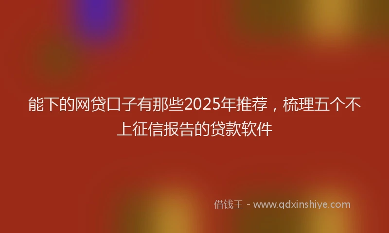 能下的网贷口子有那些2025年推荐，梳理五个不上征信报告的贷款软件