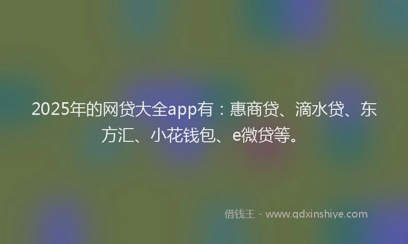 2025年的网贷大全app有：惠商贷、滴水贷、东方汇、小花钱包、e微贷等。