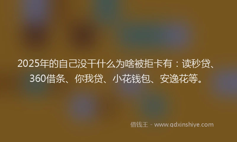 2025年的自己没干什么为啥被拒卡有：读秒贷、360借条、你我贷、小花钱包、安逸花等。