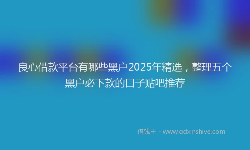 良心借款平台有哪些黑户2025年精选，整理五个黑户必下款的口子贴吧推荐