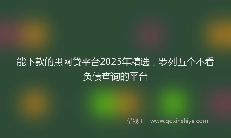 能下款的黑网贷平台2025年精选，罗列五个不看负债查询的平台
