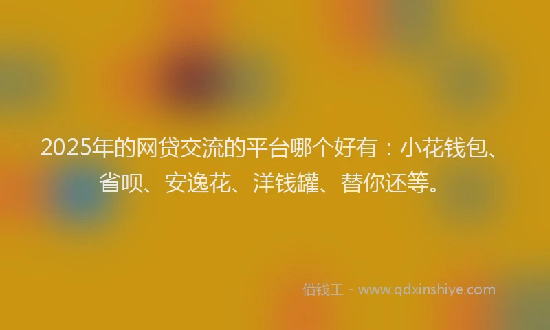 2025年的网贷交流的平台哪个好有：小花钱包、省呗、安逸花、洋钱罐、替你还等。