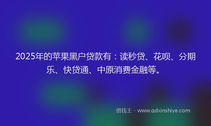 2025年的苹果黑户贷款有：读秒贷、花呗、分期乐、快贷通、中原消费金融等。