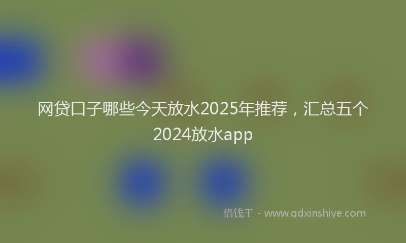 网贷口子哪些今天放水2025年推荐，汇总五个2024放水app