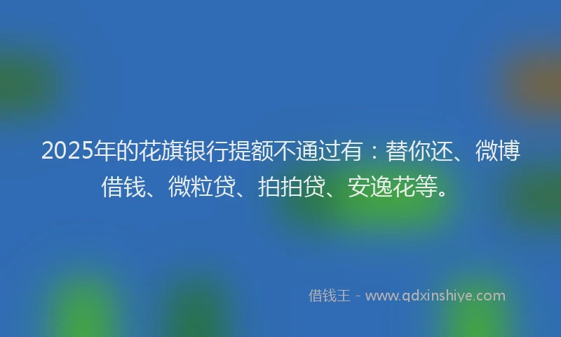 2025年的花旗银行提额不通过有：替你还、微博借钱、微粒贷、拍拍贷、安逸花等。