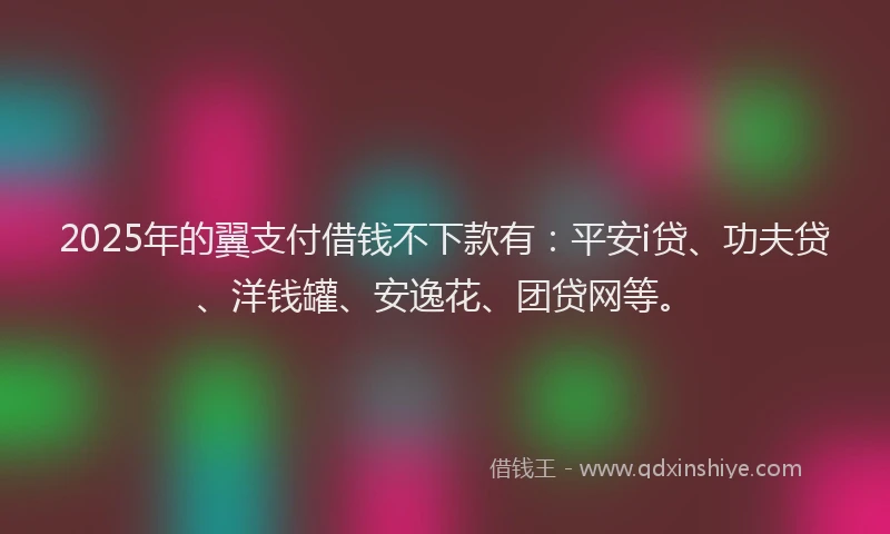 2025年的翼支付借钱不下款有：平安i贷、功夫贷、洋钱罐、安逸花、团贷网等。