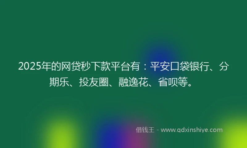 2025年的网贷秒下款平台有：平安口袋银行、分期乐、投友圈、融逸花、省呗等。