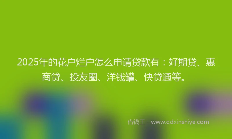 2025年的花户烂户怎么申请贷款有：好期贷、惠商贷、投友圈、洋钱罐、快贷通等。