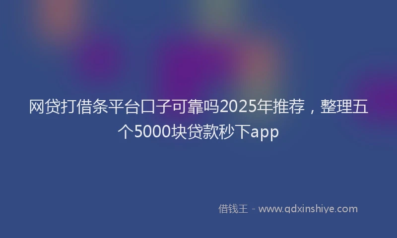 网贷打借条平台口子可靠吗2025年推荐，整理五个5000块贷款秒下app