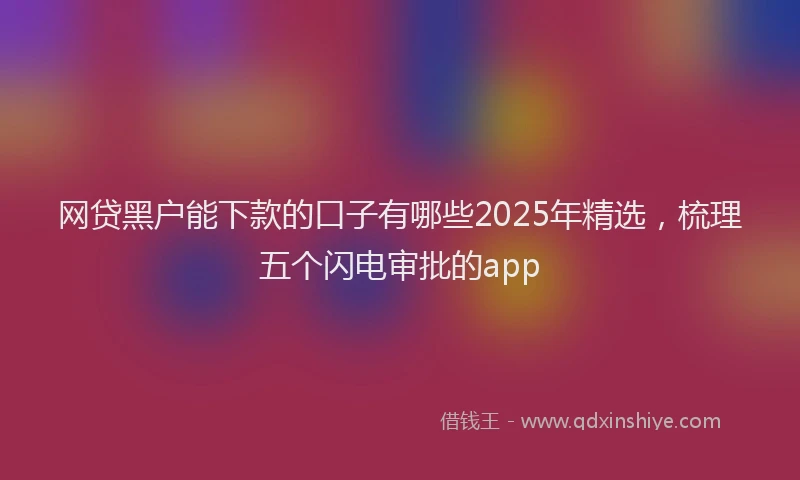 网贷黑户能下款的口子有哪些2025年精选，梳理五个闪电审批的app