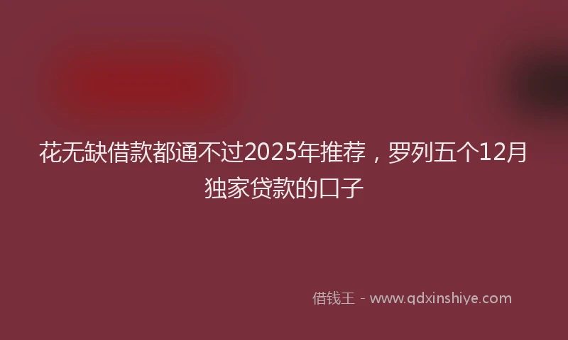 花无缺借款都通不过2025年推荐，罗列五个12月独家贷款的口子