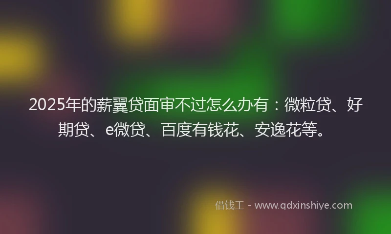 2025年的薪翼贷面审不过怎么办有：微粒贷、好期贷、e微贷、百度有钱花、安逸花等。
