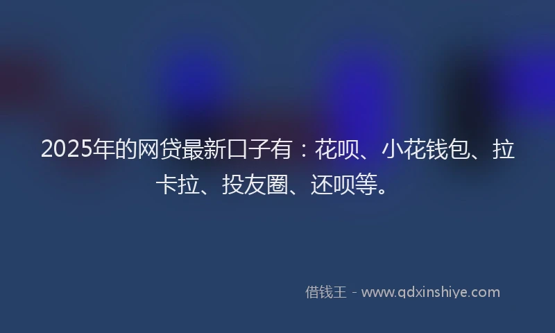 2025年的网贷最新口子有：花呗、小花钱包、拉卡拉、投友圈、还呗等。