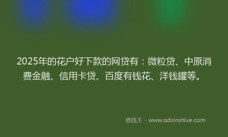2025年的花户好下款的网贷有：微粒贷、中原消费金融、信用卡贷、百度有钱花、洋钱罐等。