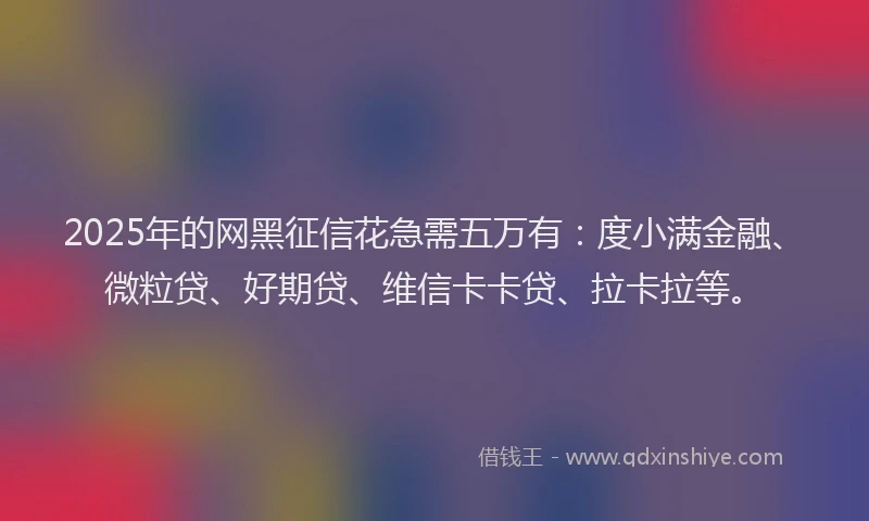 2025年的网黑征信花急需五万有：度小满金融、微粒贷、好期贷、维信卡卡贷、拉卡拉等。