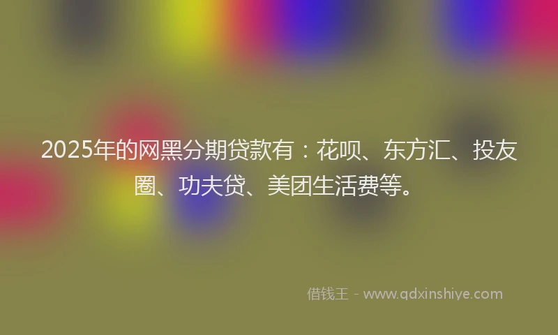 2025年的网黑分期贷款有：花呗、东方汇、投友圈、功夫贷、美团生活费等。