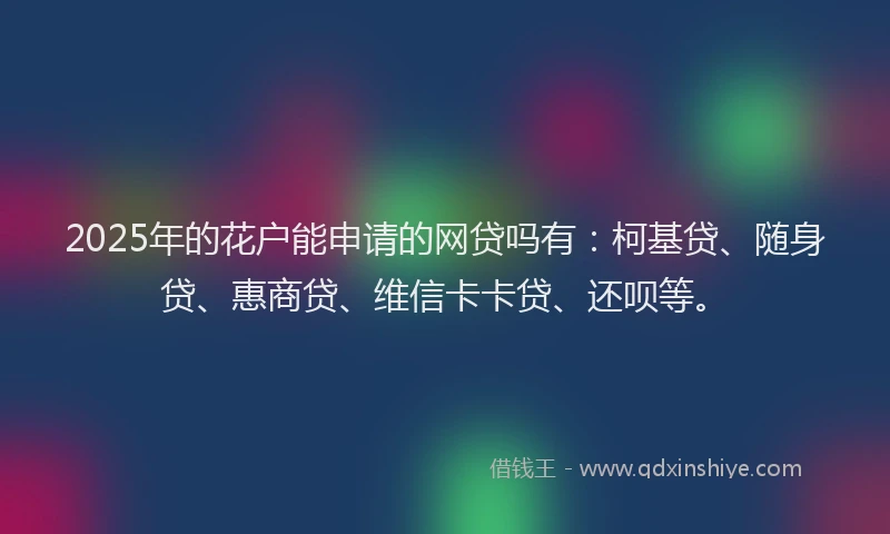 2025年的花户能申请的网贷吗有：柯基贷、随身贷、惠商贷、维信卡卡贷、还呗等。