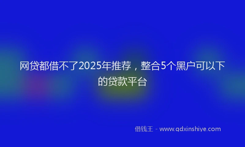 网贷都借不了2025年推荐，整合5个黑户可以下的贷款平台