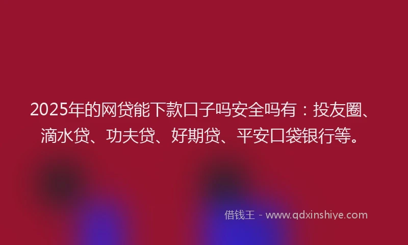 2025年的网贷能下款口子吗安全吗有：投友圈、滴水贷、功夫贷、好期贷、平安口袋银行等。