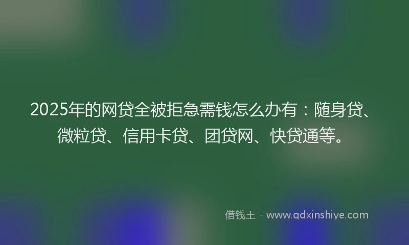 2025年的网贷全被拒急需钱怎么办有：随身贷、微粒贷、信用卡贷、团贷网、快贷通等。