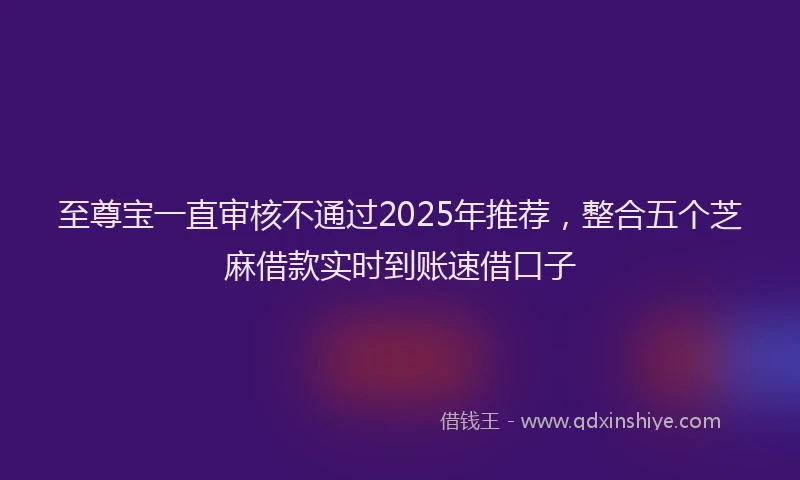 至尊宝一直审核不通过2025年推荐，整合五个芝麻借款实时到账速借口子
