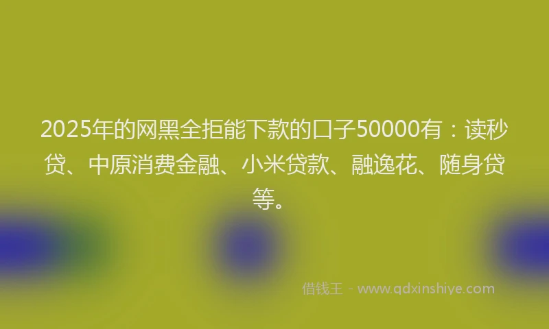 2025年的网黑全拒能下款的口子50000有：读秒贷、中原消费金融、小米贷款、融逸花、随身贷等。