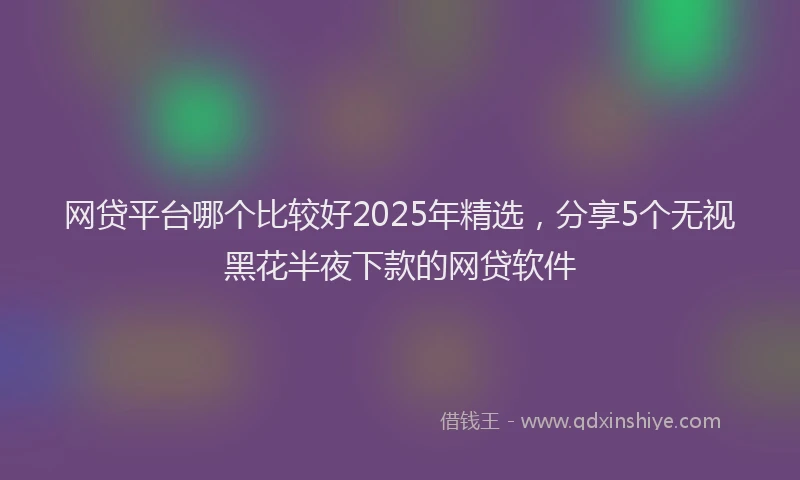 网贷平台哪个比较好2025年精选，分享5个无视黑花半夜下款的网贷软件