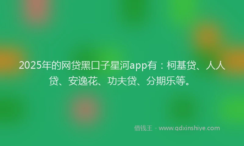 2025年的网贷黑口子星河app有：柯基贷、人人贷、安逸花、功夫贷、分期乐等。