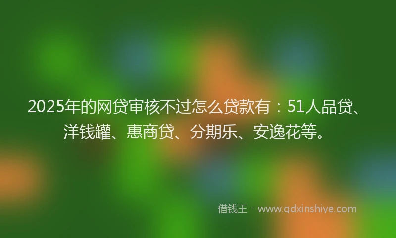 2025年的网贷审核不过怎么贷款有：51人品贷、洋钱罐、惠商贷、分期乐、安逸花等。