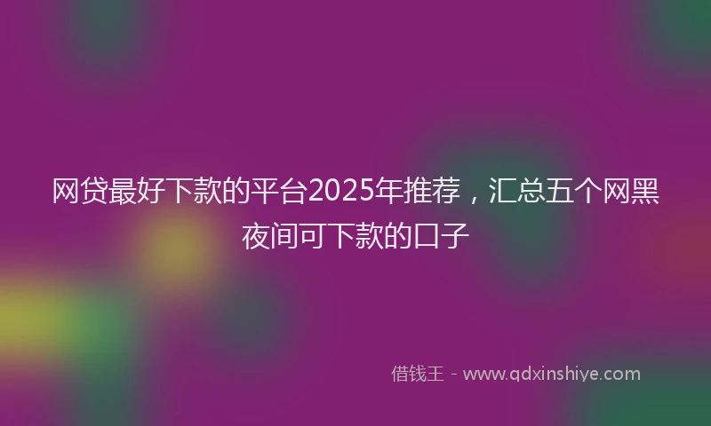网贷最好下款的平台2025年推荐，汇总五个网黑夜间可下款的口子